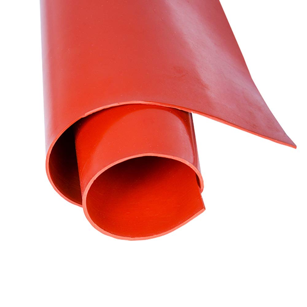 TEN-HIGH Red Silicone Rubber Sheet, 500mm x 500mm High Temperature Resistant Anti-collision Silicone Rubber Board(Thickness: 3mm),Used for Make Gaskets and Seals.