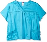 Dickies Scrubs Women's Gen Flex Junior-Fit Contrast-Stitch V-Neck Scrub Top