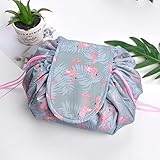 Casual Waterproof Women Toiletry Bags Folding Large Capacity Lazy Cosmetic Bags (Flamingo)