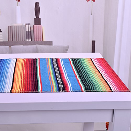 SevenFish Mexican Serape Table Runners for Mexican Party Table Decorations, 14 by 84 inch, Falsa Stripe Pattern