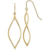 Polished Two Wire Twisted Shepherd Hook Dangle Earrings in Real 14k Gold