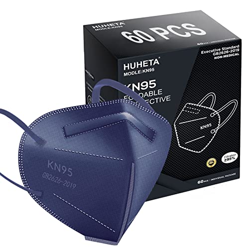 HUHETA KN95 Face Mask 60 PCs, 5Ply Safety Masks for Men and Women