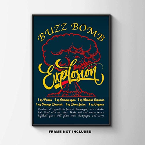 Buzz Bomb Drink Recipe Art Print - 11x14 Unframed Photo Print - Fun Gift For Those Who Love a Cocktail. Looks Great in a Dorm Room, Game Room, Home Bar or Man Cave- Limited Time Intro Price
