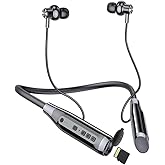 Wireless Bluetooth Headphones with TF Card Slot, 100H Playtime Neckband Bluetooth Earphones Wireless Earbuds, Running Wireless Earbuds Bluetooth for Sports, Home Office, Video Conference (black)