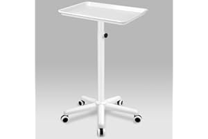 HSONBIUTY Salon Tray, Salon Rolling Tray with Adjustable Height, Salon Tray on Wheels, Salon Color Tray Ideal Use As Tattoo Tray, Medical Tray and Dental Tray