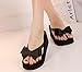 FINEJO Ladies Beach Sandals Summer Knotbow Shoes Flat Wedge Flip Flops