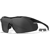 Wiley X Vapor Tactical Ballistic Shooting Sunglasses Matte Black Frame with Smoke Grey and Clear Lens Shields