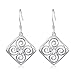 YFN Moon & Star 925 Solid Sterling Silver Filigree Teardrop Dangle Drop Earrings (Charm Flower)