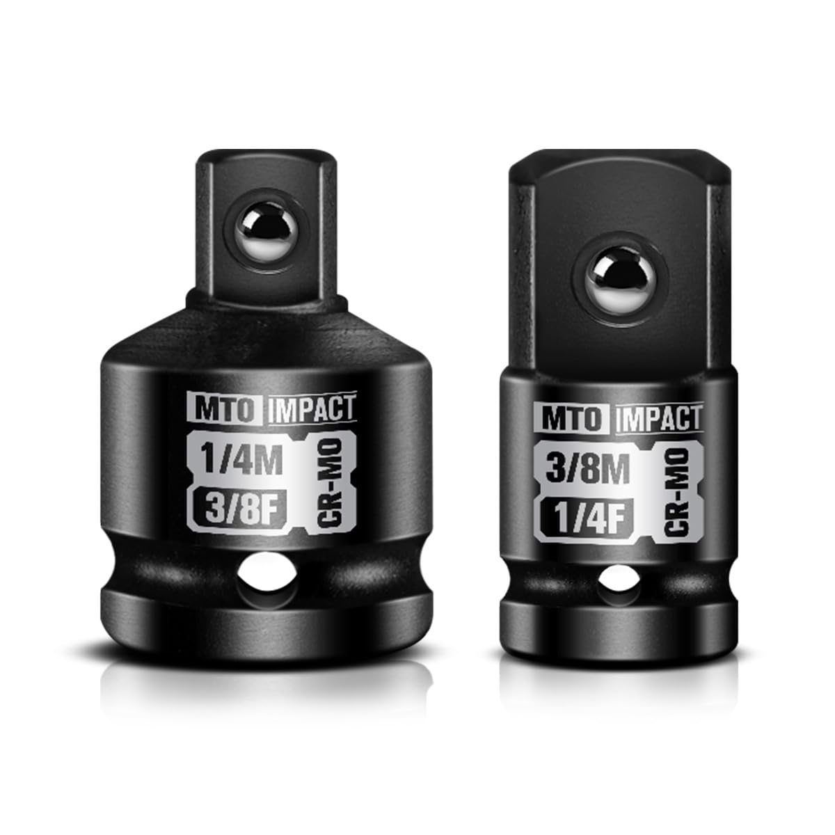 Photo 1 of MTO 2-Piece Impact Socket Adapter and Reducer Set, 3/8" Female to 1/4" Male Reducer, 1/4" Female to 3/8" Male Adapter, CR-MO, for Impact Wrench & Ratchet Use