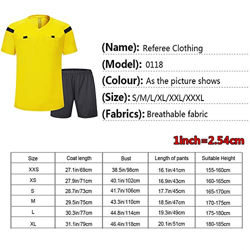 Shinestone Soccer Short Sleeves Referee Jersey Men's Referee Shirt (Yellow, XXX-Large) - Thumbnail 6