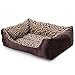 Spring fever Ultra-Soft Paw Print Pet Water Resistant Rectangle Orthopedic Snuggle Dog Cat Warm Pet Bed Leopard L (26.821.66.3 inch)