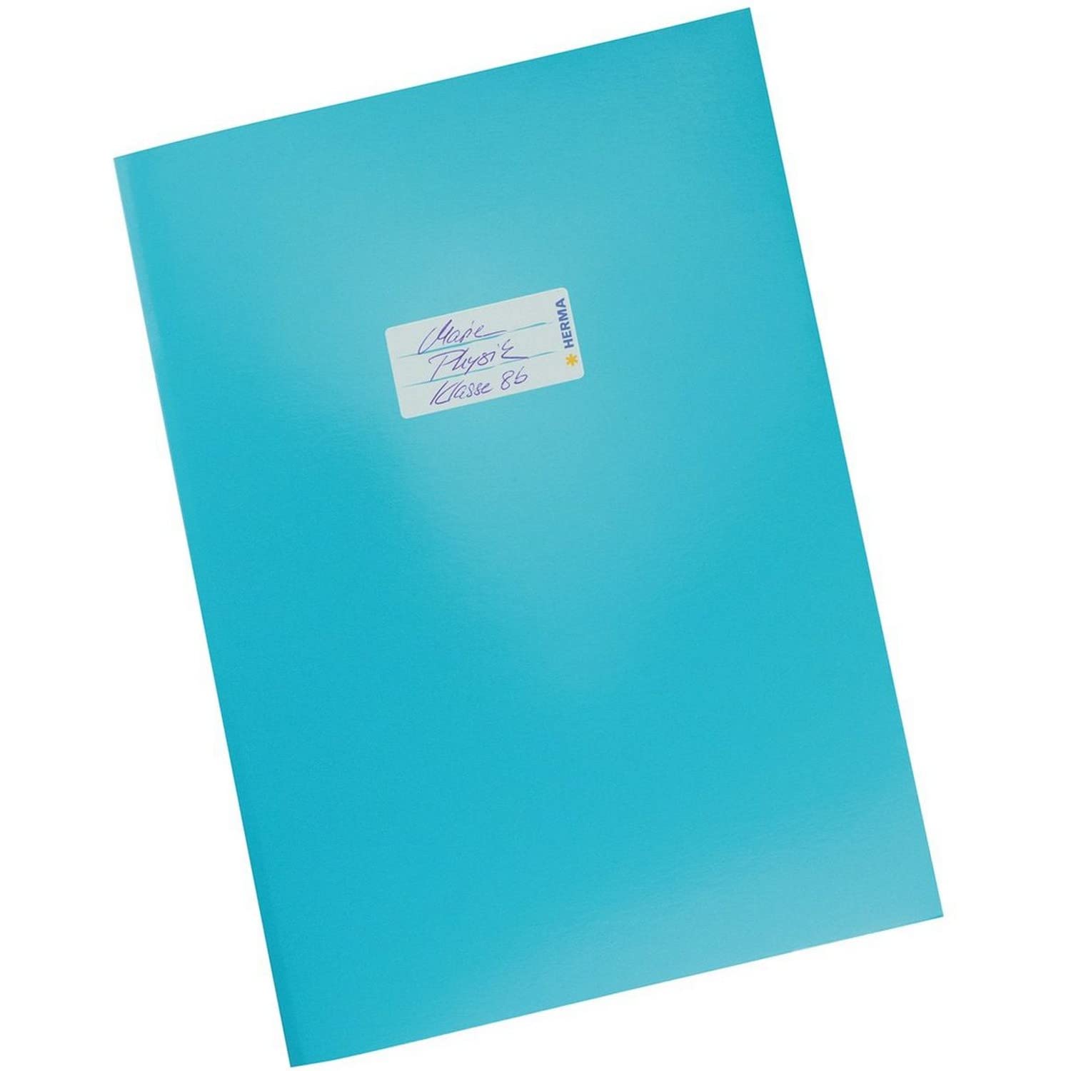 HERMA Cardboard Exercise Book Cover A4, with inscription field, made of extra-strong cardboard, slip on cover jackets for school, turquoise