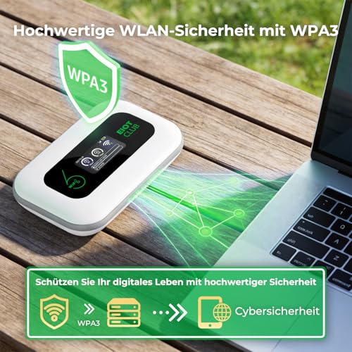 EIOTCLUB Mobile WLAN Router with No Contract, 4G LTE Portable WiFi Hotspot, 3000 mAh Battery, Up to 32 Devices, Built-in SIM Card, Ideal for Travel, Camping & On the Go - Only Suitable for Europe