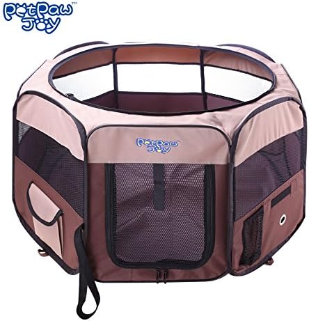 45" Dog Octagon Playpen Dog Popup Tent Playpen with Detachable Mesh Cover Exercise Pen Kennel with 600d Oxford Cloth Tool-Free Setup Carry Bag Removable Security Mesh Cover Shade 2 Storage Pockets