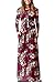 ESONLAR Womens Long Sleeve Wedding Dress with Pockect Crewneck Casual Loose Floral Christmas Long Maxi Dress Wine L