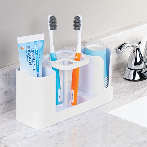 mDesign Bathroom Vanity Countertop Dental Storage Organizer