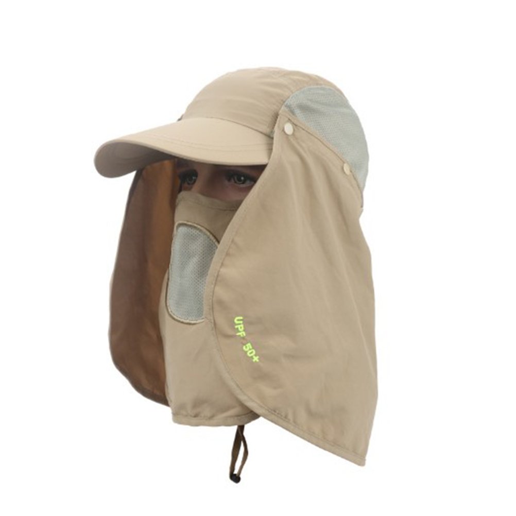 B07fn5yqss Vorcoolユニセックス釣りキャップuv保護面ネックアウトドア帽子通気フェースシールド付きバケットハットカーキ 帽子 ふるさと割