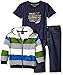 Nautica Baby Boys' Three Piece Set with Fleece Stripe Hoodie, Tee, Denim Jean