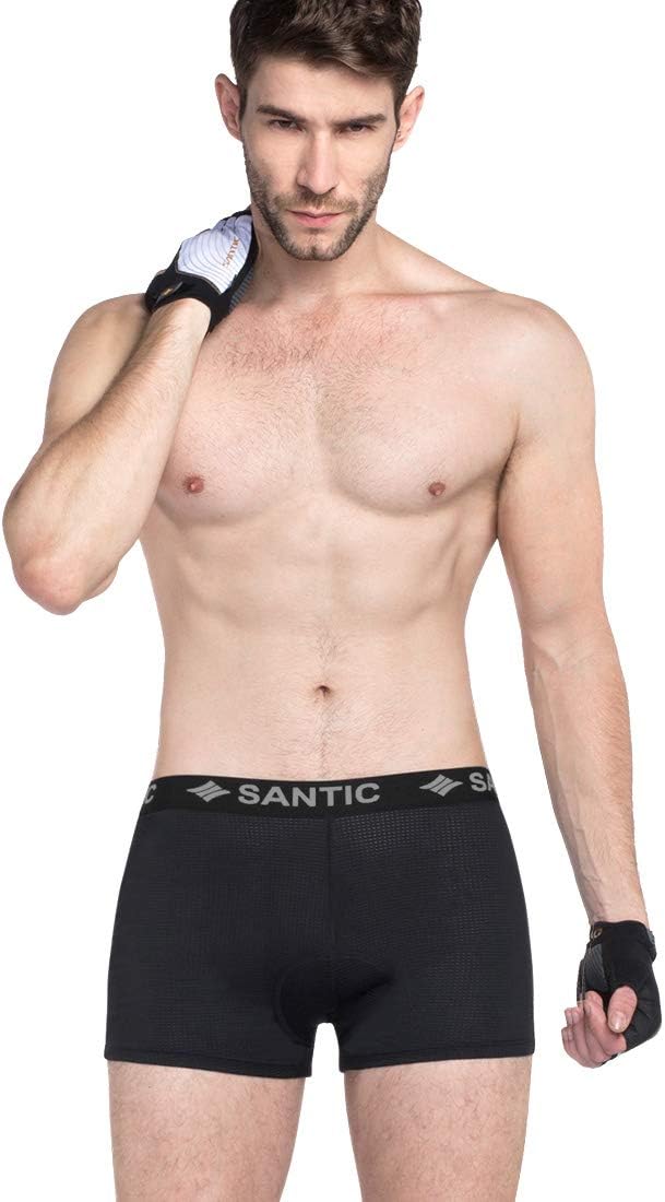Santic Cycling Underwear 3D Padded Bike Underpants Bicycle Gel Shorts for Men Women Black: Clothing