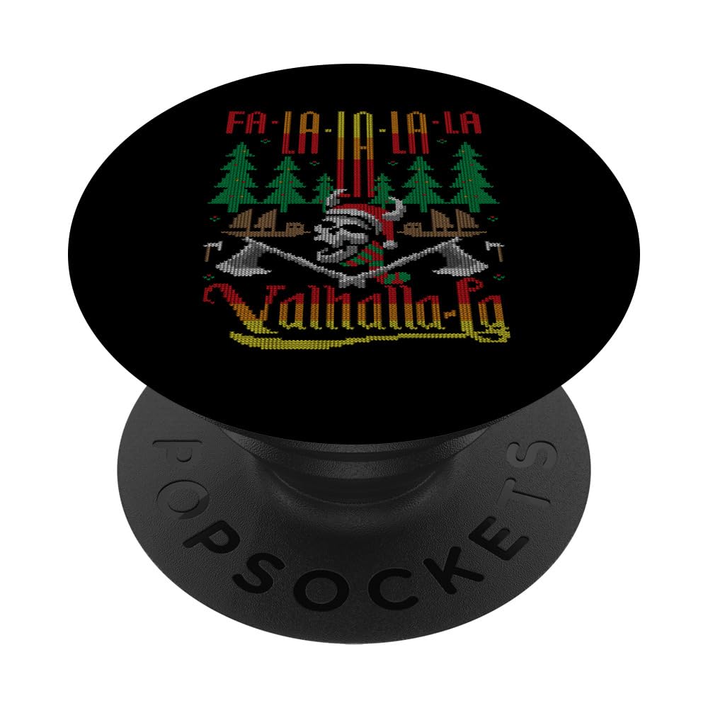 Fa-La-La-La Valhalla-La Norsk Viking Ugly Christmas Sweater PopSockets Adhesive PopGrip