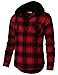 H2H Mens Casual Shirt Hoodie Flannel Check Patterned Long Sleeve with Front Pockets