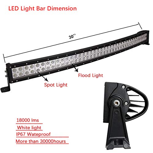 32 inch Curved Light Bar &Hidden Bumper Tow Hook Mounting Bracket for