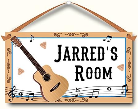 Acoustic Guitar Kids Room Sign, Personalized Children's Bedroom Decor
