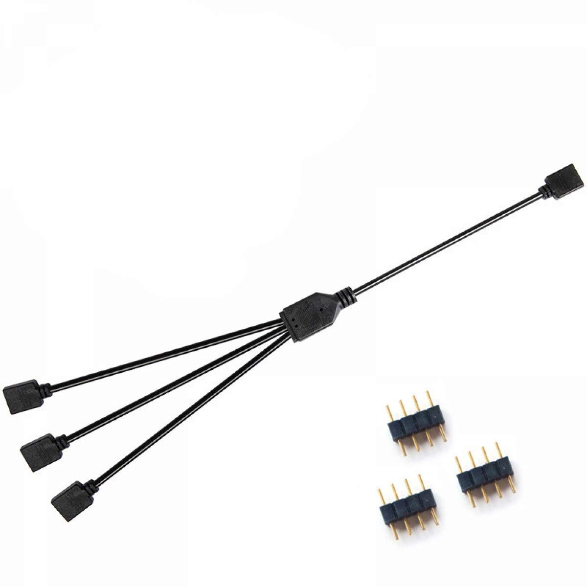 NMD&LR Computer Motherboard Extension Cable, RGB Interface Extension Cable, 12V RGB 4-PIN / 5V ARGB 3-PIN 1-4/1-5 Connector Hub (12V-4PIN-1TO3)
