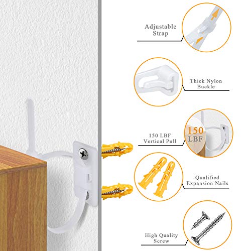 Furniture Anchors for Baby Proofing(10 Pack) Furniture Straps Kit Anti-Tip - Thumbnail 5