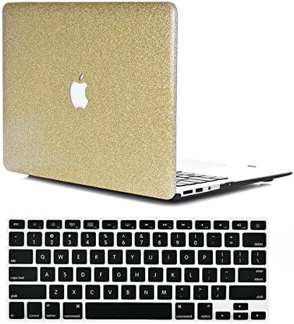 MacBook Air 13 inch Case, VTOSEN 2 in 1 Bundle Bling PC Hard Shell Cover Case with Keyboard Cover for Macbook Air 13.3 inch(Model:A1369/A1466) (Gold)