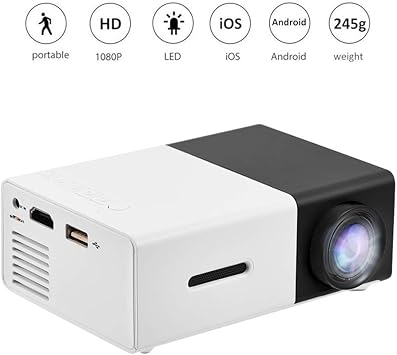 Mini proyector LED,24~60 Pulgadas Proyector de Video HD 1080P con ...