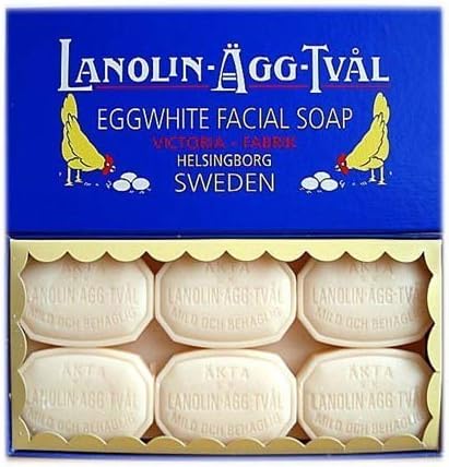 Lanolin Agg Tval Eggwhite Facial Soap Victoria Fabrik Helsingborg Sweden Egg 50g. x 6 Bars by molona