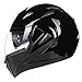 ILM 10 Colors Motorcycle Flip up Modular Helmet DOT (M, Gloss Black)