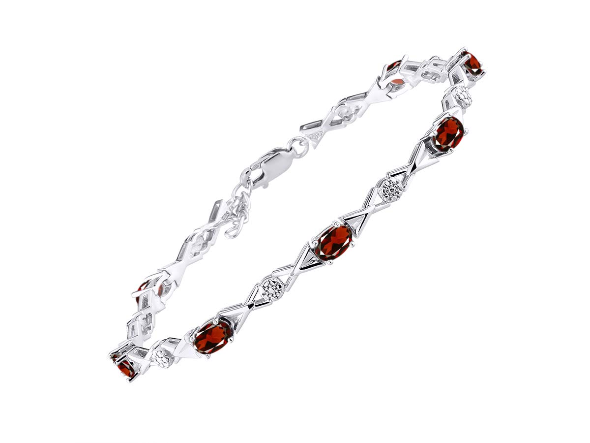 Rylos Spectacular Tennis Bracelet Set With Garnet & Diamonds - January Birthstone*