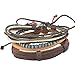MJartoria Unisex PU Leather Hemp Cords Beaded Multi Strands Adjustable Wrap Bracelets Set of 4