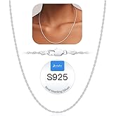 Jewlpire 1.5mm Rope Chain 925 Sterling Silver Chain Necklace for Women, 14K Gold Plated Chains for Women Dainty & Sturdy Women's Chains Necklaces, 16 18 20 22 24 26 Inch