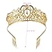 PIXNOR Wedding Bridal Tiara with Comb Rhinestone Crystal Bridal Wedding Tiara Headband (Gold)