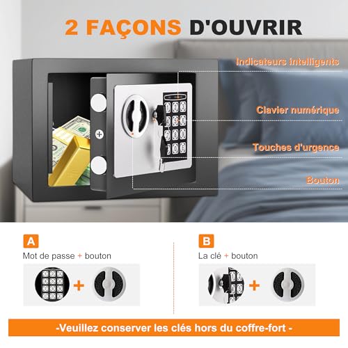 6.6L Digital Steel Safe Electronic Security Home Office Cash Safe 2 Keys 11