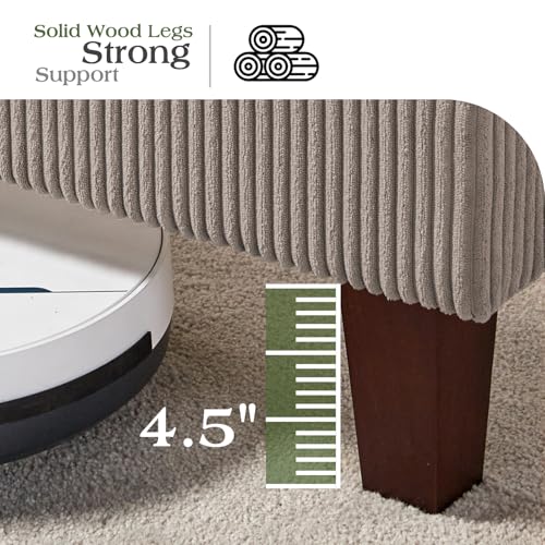 Jocisland King Size Upholstered Platform Bed Frame, 50.8" Corduroy Bed Frame with Wingback Headboard Vertical Tufted, Solid Wood Legs, No Box Spring Needed, Taupe