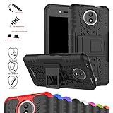 Moto C Case,Mama Mouth Shockproof Heavy Duty Combo Hybrid Rugged Dual Layer Grip Cover with Kickstand for Motorola Moto C (with 4 in 1 Packaged),Black