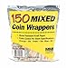 MMF Industries Flat Tubular Coin Wrappers, Color-Coded Kraft Paper, Assorted, 150 Wrappers per Package (216015047)