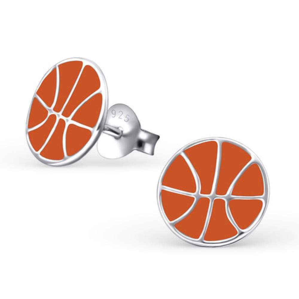 So Chic Joyas© pendientes niño balón baloncesto naranja plata 925 ...