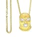 Xusamss Hip Hop Stainless Steel Crystal Mask Pendant Chain Necklace,27inches
