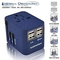 Power Plug Adapter - International Travel - w/4 USB Ports for 150+ Countries - 220 Volt Adapter - Travel Adapter Type C Type A Type G I f UK EU Europe European (4 USB Travel Adapter (1 Pack)) ...