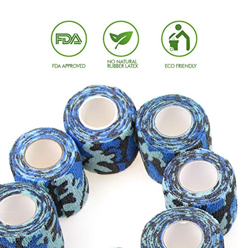 MUEUSS Self Adhesive Bandage Tape Vet Wrap Self Adherent Cohesive Bandages First Aid Wrap Waterproof Non-Woven Elastic Bandage for Animals Pet Sports Supply FDA Approved 6 Rolls, 2 inches x 5 Yards