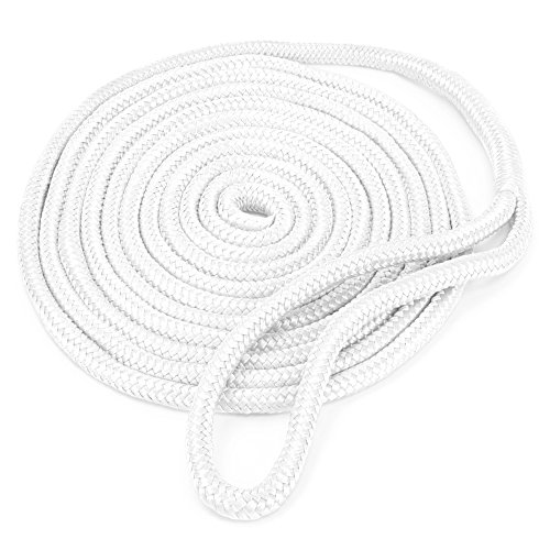Crown Sporting Goods 15-Foot Double-Braided 3/8" Thick Nylon Dockline (White)