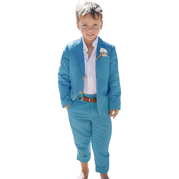 Meleg U00f6lelu00e9s Boys Linen Suit Slim Fit Piece Summer Beach