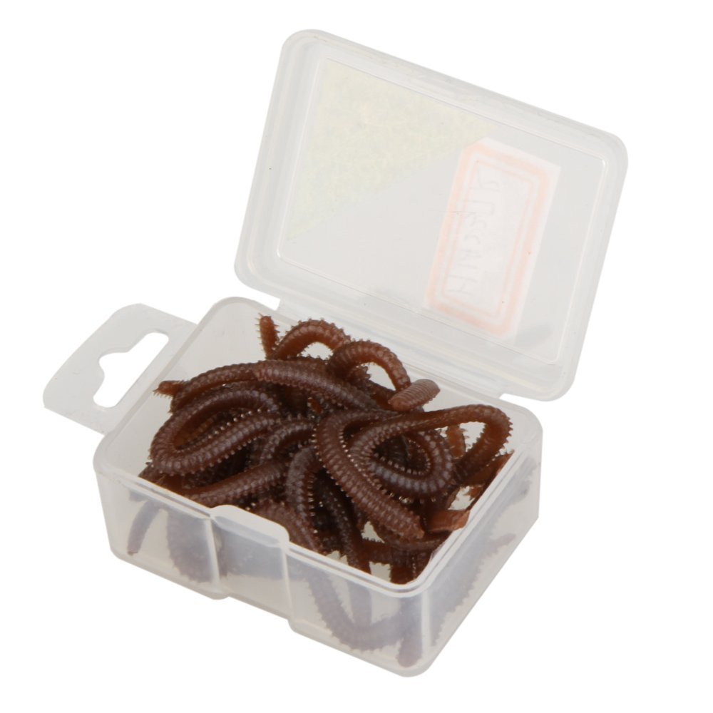 SODIAL 17pcs 10cm Soft Simulation Worms Artificial Fishing Lures Lifelike Tackle Baits Fishy Smell with Box