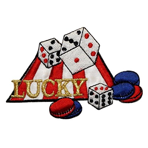 ID 0064 Lucky Dice Poker Chips Vegas Gamble Embroidered Iron On Applique Patch