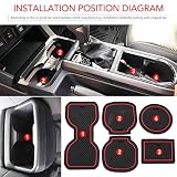 RaxTDM Door Mats Gate Slot Mat Cup Pads Red 5PCS for Toyota Tacoma 2019 2018 2017 2016